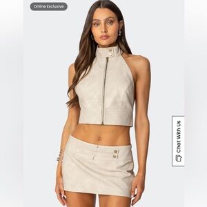 Edikted Karly Faux Leather Mini Skort Set